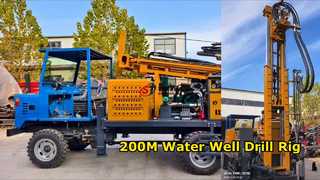 শক্তিশালী ওয়াটার ওয়েল ড্রিলিং রিগ 200M গভীরতা